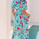  Roselyn Abstract Short Puff Sleeve Tiered Maxi Dress