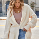  Rosemary Lapel Collar Single Sweater