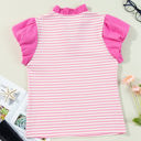  Rosie Stripe Ruffled V Neck Cap Puff Sleeve Top