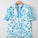  Rowan Plus Size Floral Split Neck Blouse