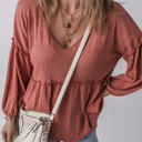  Rowan Textured Frilled Trim Puff Sleeve Blouse