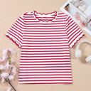 Red Stripe Small Royalty Scalloped Trim T Shirt
