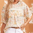  Karsyn Floral Print Wide Ruffle Sleeves Blouse