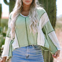 Grass Green Medium Ruby Crochet Detail Exposed Seam High Low Loose Top