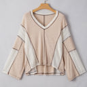 Parchment Medium Ruby Crochet Detail Exposed Seam High Low Loose Top