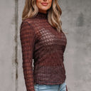  Ruth Sheer Mesh Patterned Lettuce Trim Top