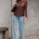  Ruth Sheer Mesh Patterned Lettuce Trim Top