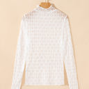  Ruth Sheer Mesh Patterned Lettuce Trim Top