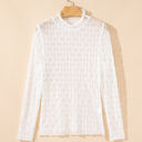 Beige XL Ruth Sheer Mesh Patterned Lettuce Trim Top