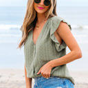  Ruthie Flutter Sleeve Lace V Neck Top