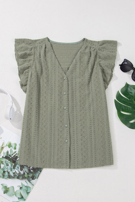 Ruthie Flutter Sleeve Lace V Neck Top