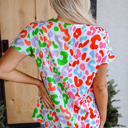  Ruthie Print Short Sleeve Blouse