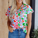  Ruthie Print Short Sleeve Blouse