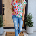  Ruthie Print Short Sleeve Blouse