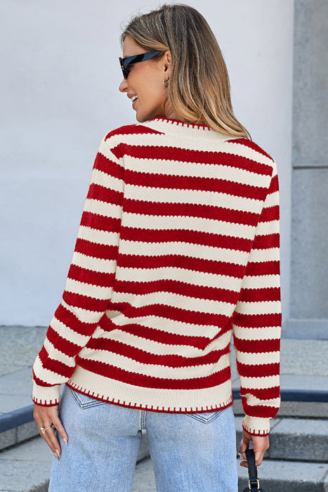 Rylee Stripe Button Cardigan Sweater