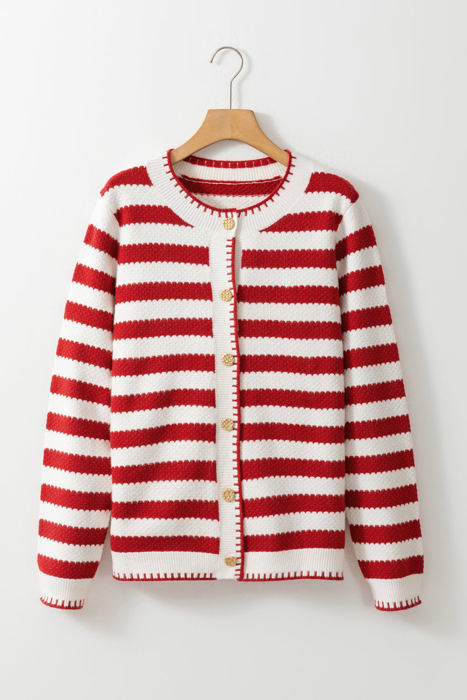 Rylee Stripe Button Cardigan Sweater