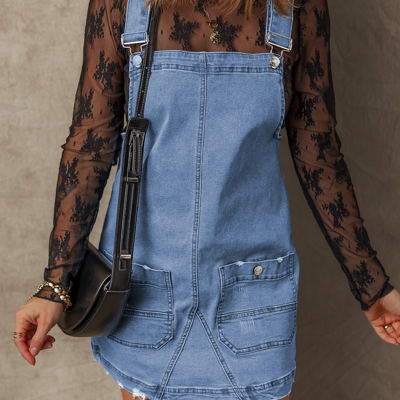 Ryleigh Pocketed Adjustable Straps Denim Overall Dress