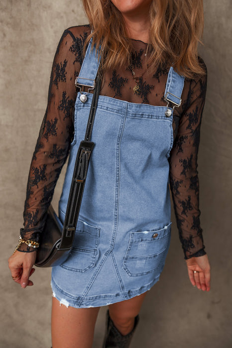 Ryleigh Pocketed Adjustable Straps Denim Overall Dress