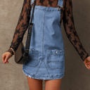  Ryleigh Pocketed Adjustable Straps Denim Overall Dress