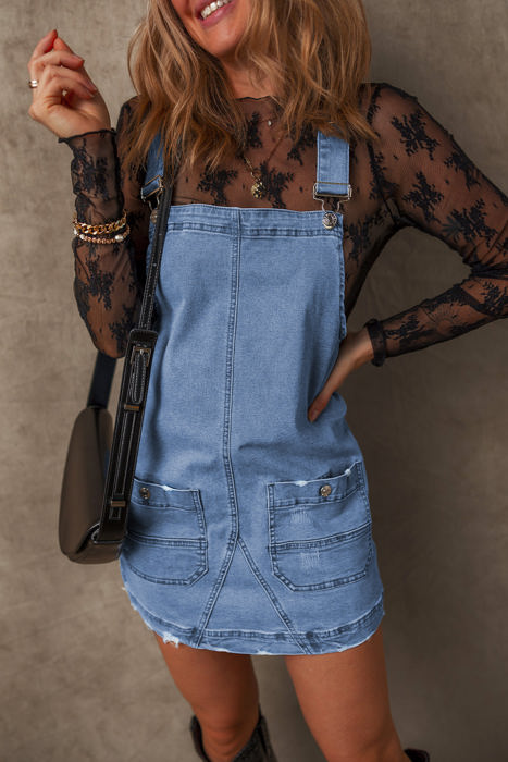 Ryleigh Pocketed Adjustable Straps Denim Overall Dress