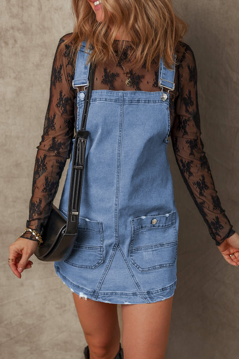 Ryleigh Pocketed Adjustable Straps Denim Overall Dress