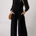  Ryleigh Smocked Square Neck Long Sleeve Wide Leg Jumpsuit