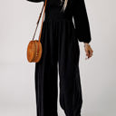  Ryleigh Smocked Square Neck Long Sleeve Wide Leg Jumpsuit