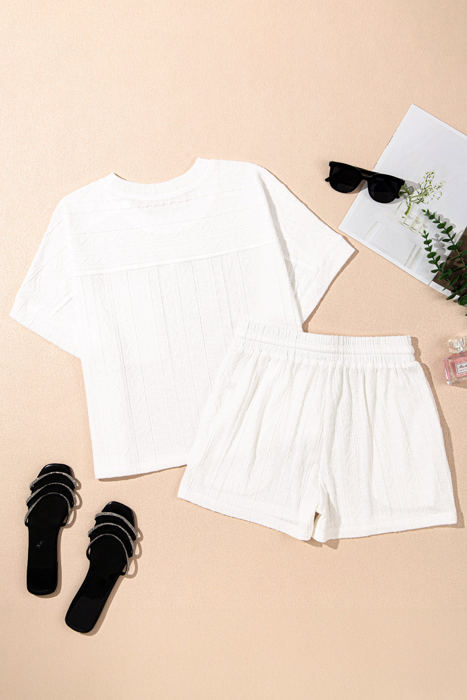 Rylie Textured Patched Pocket Drawstring Shorts Set