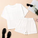  Rylie Textured Patched Pocket Drawstring Shorts Set