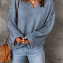  Rylie Waffle Knit Loose Long Sleeve Top