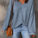  Rylie Waffle Knit Loose Long Sleeve Top