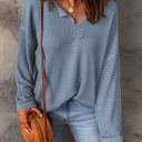  Rylie Waffle Knit Loose Long Sleeve Top