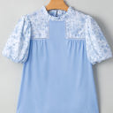  Saanvi Lace Floral Puff Sleeve Loose Blouse