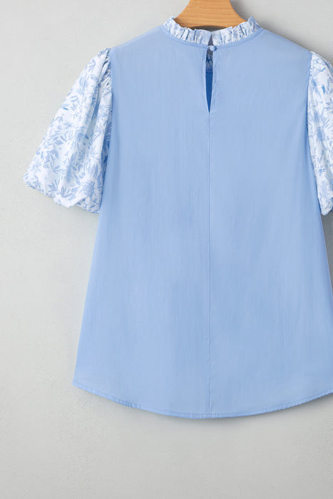 Saanvi Lace Floral Puff Sleeve Loose Blouse