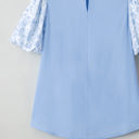  Saanvi Lace Floral Puff Sleeve Loose Blouse