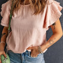 Pink Large Sabrina Tiered Ruffled Short Sleeve Blouse