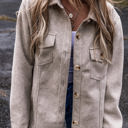 Gray Large Sadie Flap Pockets Buttoned Shacket