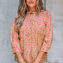  Sadie Floral Bow Pin-tuck Bust Half Puff Sleeve Blouse