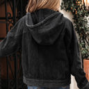  Sage Pocket Drop Shoulder Hooded Denim Jacket