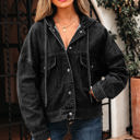  Sage Pocket Drop Shoulder Hooded Denim Jacket