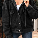  Sage Pocket Drop Shoulder Hooded Denim Jacket
