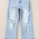 Beau Blue Size 8 Saige Wash Distressed Straight Jeans