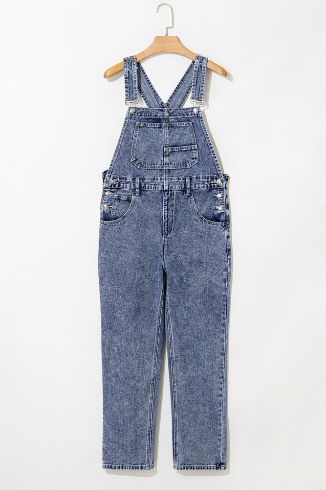 Piper Denim Straight Leg Jumpsuit with Pockets