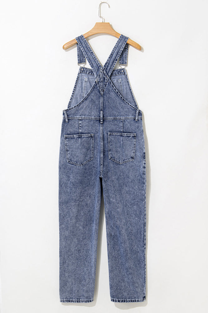 Piper Denim Straight Leg Jumpsuit with Pockets