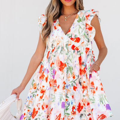 Salem Floral Ruffle Sleeve Dress