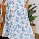  Salma Boho Floral High Waist Ruffle Split Maxi Skirt