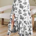 Black XL Salma Boho Floral High Waist Ruffle Split Maxi Skirt