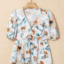  Salome Floral Puff Sleeve V Neck Babydoll Blouse
