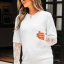  Samantha Lace Sleeve Two-piece Fuzzy Sweater