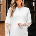 Beige XL Samantha Lace Sleeve Two-piece Fuzzy Sweater